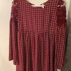 Chic Burgundy Patterned Dress